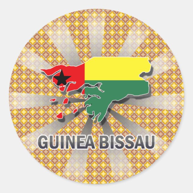 Guinea Bissau Flag Karte 2.0 Runder Aufkleber (Vorderseite)
