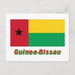 Guinea-Bissau-Flagge mit Name Postkarte
