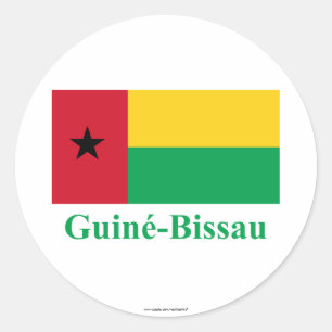 Guinea-Bissau-Flagge mit portugiesischer Bezeichnu Runder Aufkleber