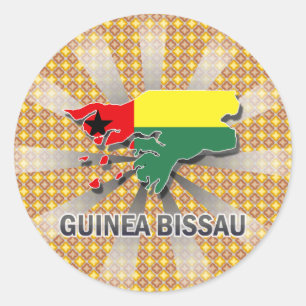 Guinea-Bissau Flaggen-Karte 2,0 Runder Aufkleber