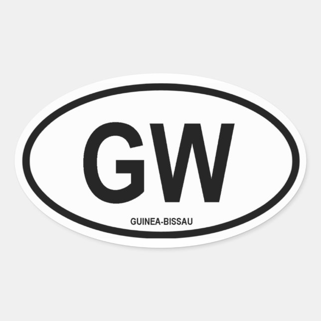 Guinea-Bissau "GW" Ovaler Aufkleber (Vorderseite)