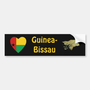 Guinea-Bissau Herz Flagge + Karte Aufkleber Autoaufkleber
