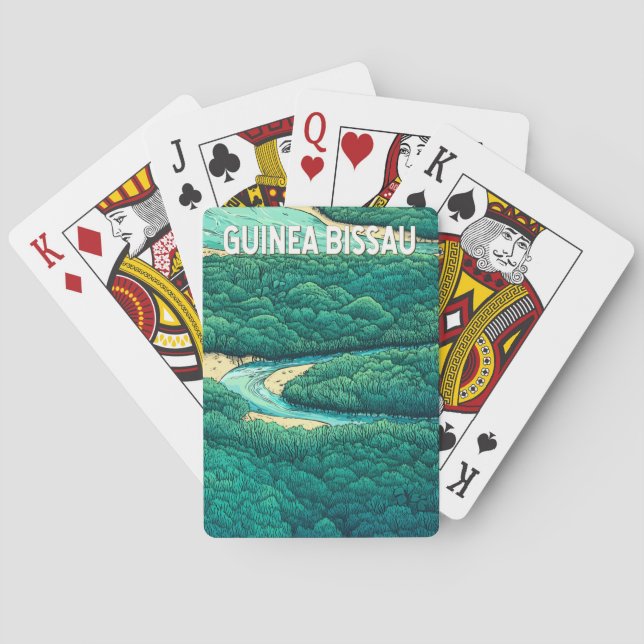 Guinea Bissau Illustration Reisen Vintag Spielkarten (Rückseite)