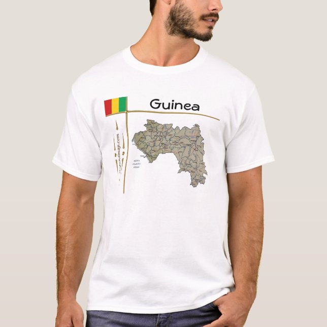 Guinea-Conakry-Karte + Flagge + Titel-T - Shirt (Vorderseite)