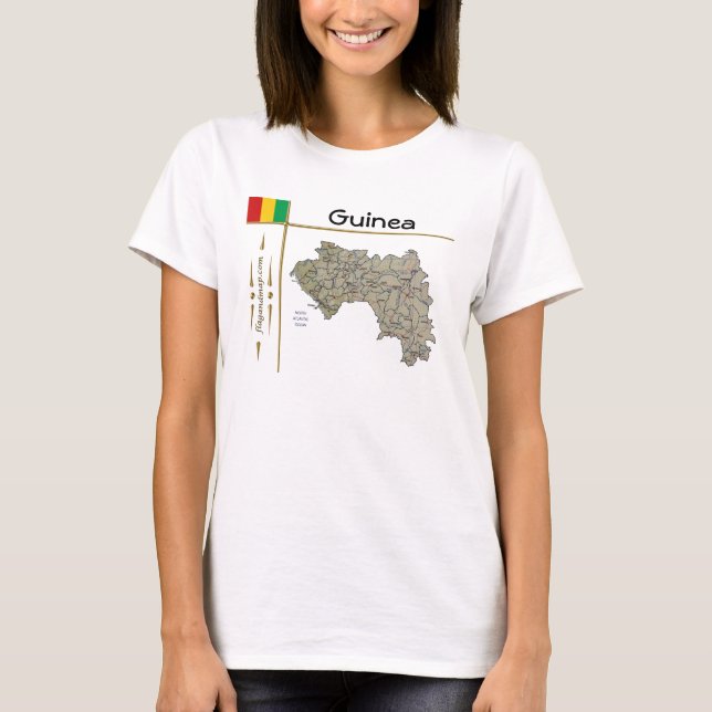 Guinea-Conakry-Karte + Flagge + Titel-T - Shirt (Vorderseite)