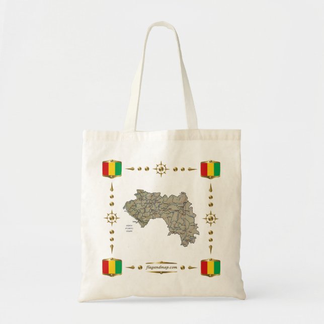 Guinea-Conakry Karte + Flaggen-Tasche Tragetasche (Vorne)