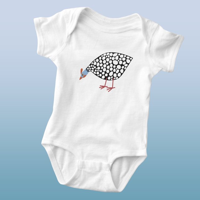 Guinea Fowl Bird Fun Baby Strampler (Fun Guineafowl bird baby bodysuit)