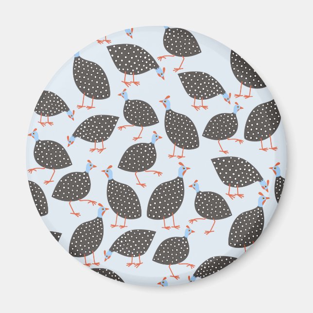 Guinea Fowl Blue Pattern Magnet (Vorne)