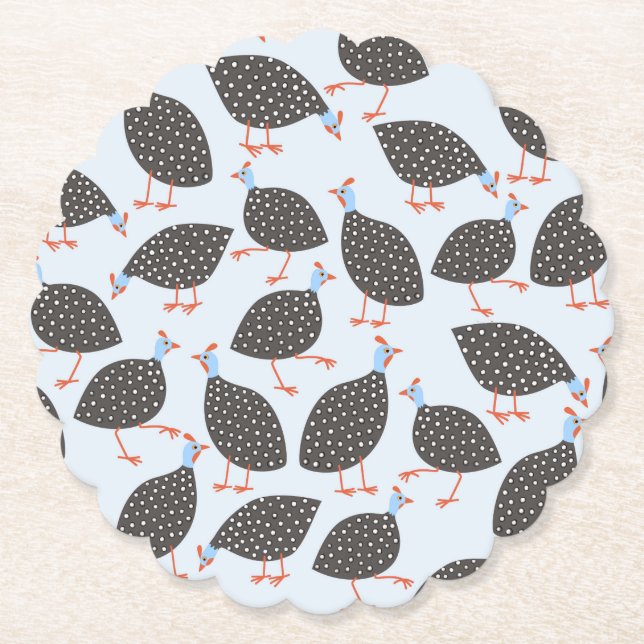 Guinea Fowl Blue Pattern Untersetzer (Vorderseite)