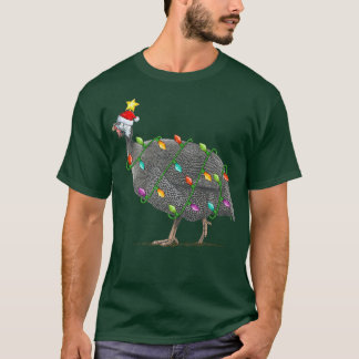 Guinea Fowl Lighting Weihnachtsbaum Santa Guinea F T-Shirt