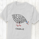 Guinea Geflügel Personalisiert T-Shirt<br><div class="desc">Eine niedliche Guinea hat einen zufriedenen Peck. Originelle Kunst von Nic Squirrell. Ändern Sie den Namen,  um ihn zu personalisieren.</div>
