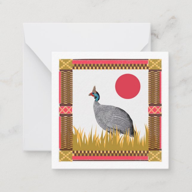 Guinea Geflügel Postcard Style Notecard Mitteilungskarte (Vorderseite)