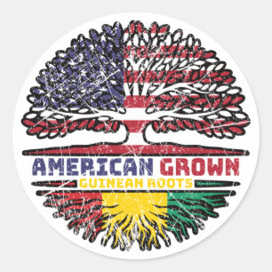 Guinea Guinean American USA Tree Roots Flag Runder Aufkleber