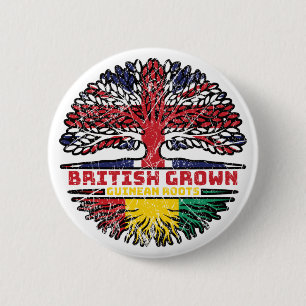 Guinea Guinean British UK Tree Roots Flag Button