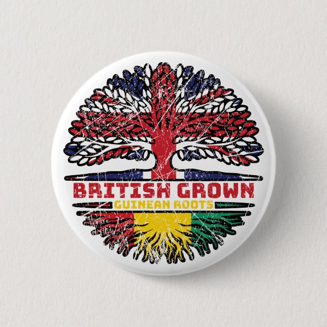 Guinea Guinean British UK Tree Roots Flag Button (Vorderseite)