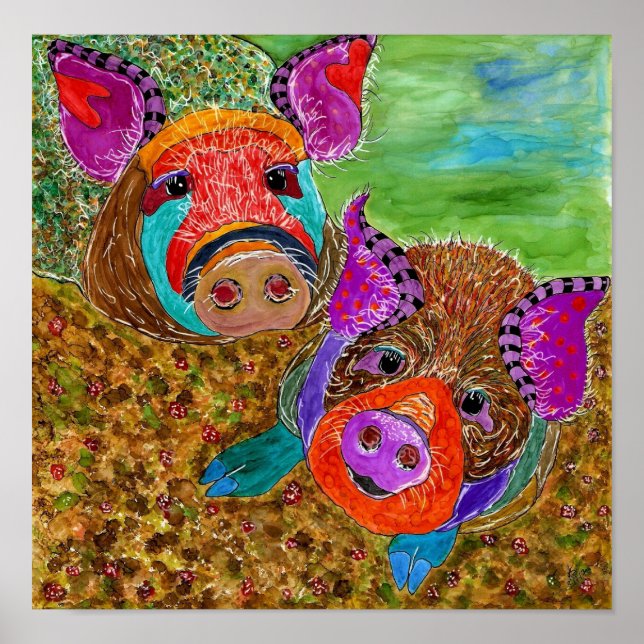 Guinea Hog Poster 12 Zoll x 12 Zoll (Vorne)