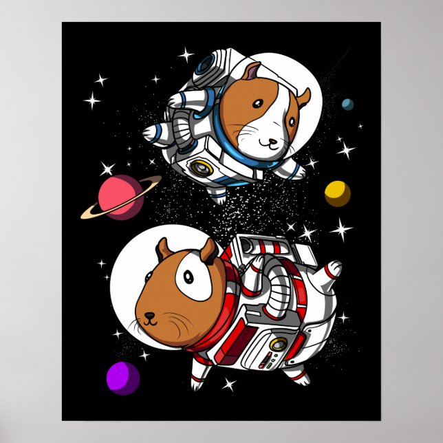 Guinea im Weltraum Schweine Astronauten Kosmische  Poster (Vorne)