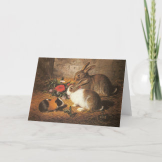Guinea Pig and Rabbits Greeting Card Karte