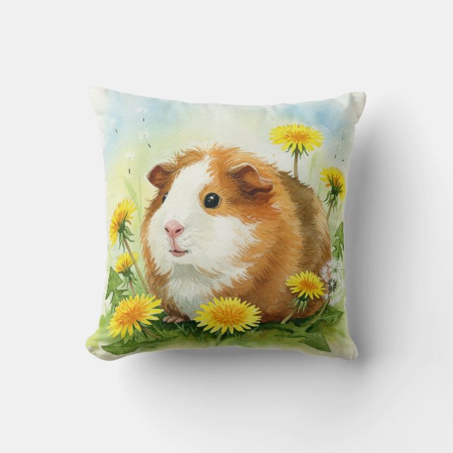 Guinea Pig Cavia Cavy Dandela Blume Kissen (Vorderseite)