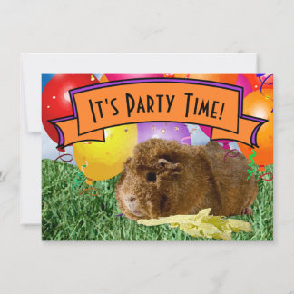 Guinea Pig Children's 7th Birthday Party Ballons Einladung