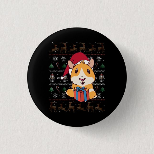 Guinea Pig Christmas Button (Vorderseite)