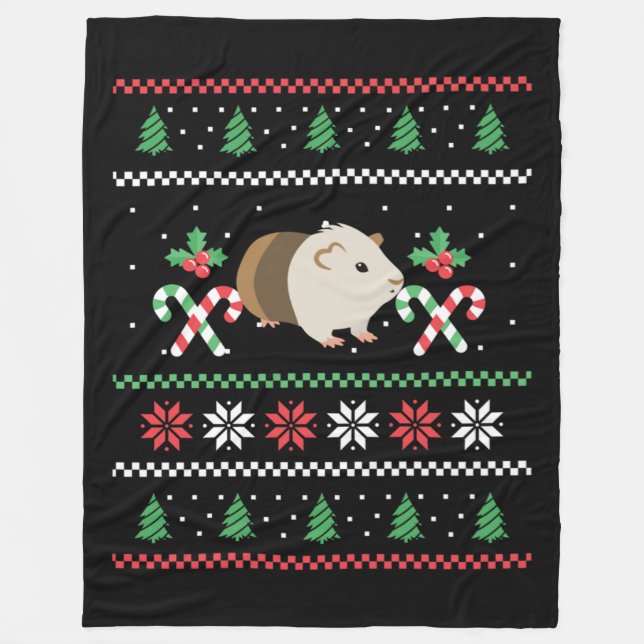 Guinea pig Dad ugly Christmas Fleecedecke (Vorderseite)