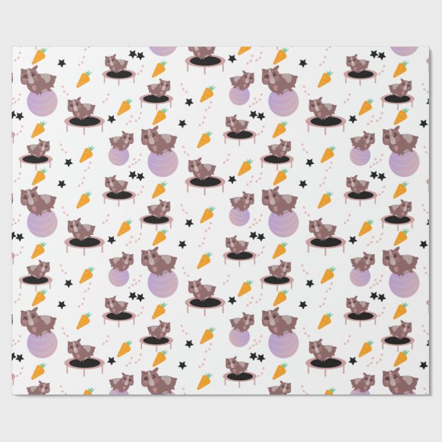Guinea Pig Fitness Gym Funny Design Geschenkpapier (Flach)