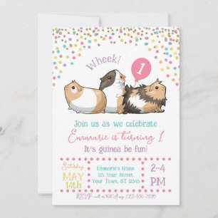 Guinea Pig Geburtstagsparty Einladung Confetti