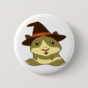 Guinea Pig Halloween Hexe Button