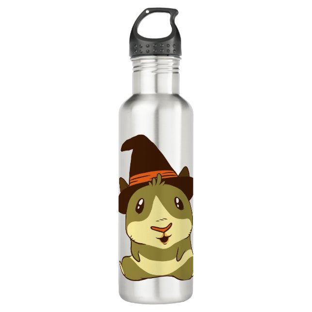 Guinea Pig Halloween Hexe Edelstahlflasche (Vorderseite)