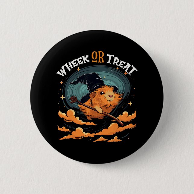 Guinea Pig Halloween Wheel oder Leckerei Funny Cav Button (Vorderseite)