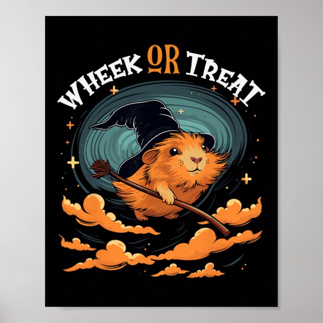 Guinea Pig Halloween Wheel oder Leckerei Funny Cav Poster (Vorne)