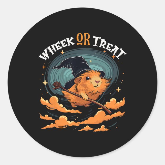 Guinea Pig Halloween Wheel oder Leckerei Funny Cav Runder Aufkleber (Vorderseite)