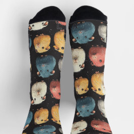 Guinea Pig Hamster Chalk Zeichne Muster Schwarz Socken