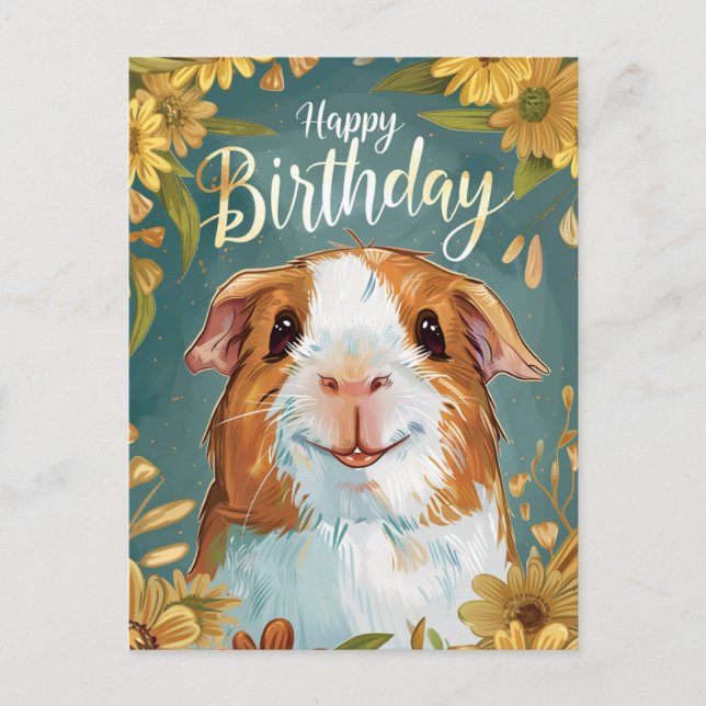 Guinea Pig Happy Birthday Postkarte (Vorderseite)
