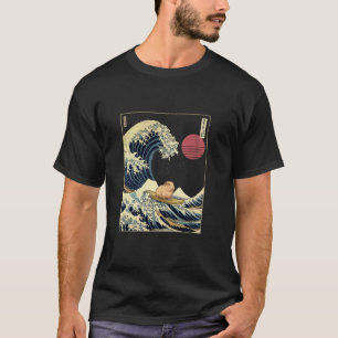 Guinea Pig Kanagawa Wave Funny Surf Animal T-Shirt