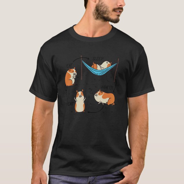 Guinea Pig Life Cycle Eat Sleep Wheek Repeat Anima T-Shirt (Vorderseite)