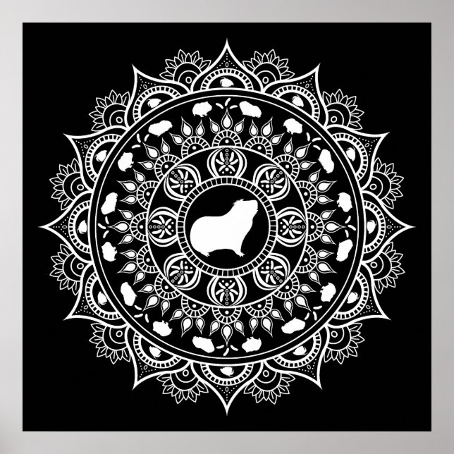 Guinea Pig Mandala Art Poster (Vorne)