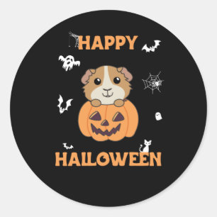 Guinea Pig Pumpkin Sweet Animals Happy Halloween Runder Aufkleber