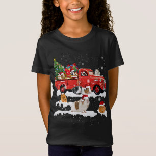 Guinea Pig Reiten Roter LKW Frohe Weihnachten Weih T-Shirt
