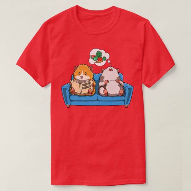 Guinea pig sofa reading dreaming food for guinea p T-Shirt (Design vorne)