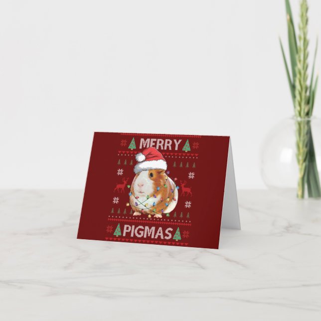 Guinea Pig Ugly Christmas Sweater Merry Pigmas Dankeskarte (Vorderseite)