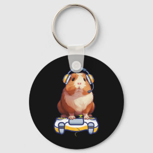 Guinea Pig und Video Gamer Lover Fluffy Cavy Gamer Schlüsselanhänger