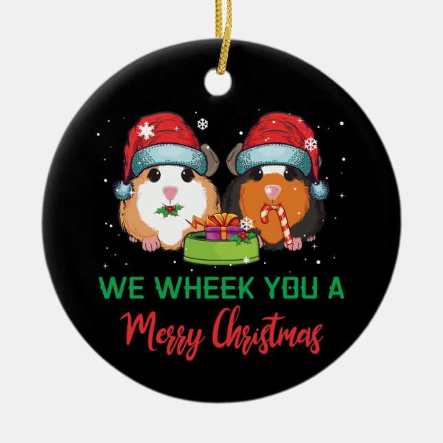 Guinea Pig Wheek ein frohes Weihnachtsfest Keramik Ornament (Vorne)