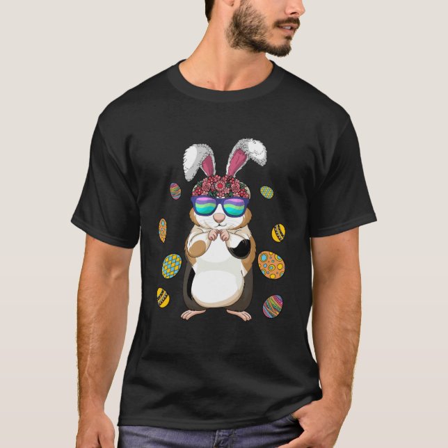 Guinea Pig With Cute Bunny Ears Happy Easter Day E T-Shirt (Vorderseite)