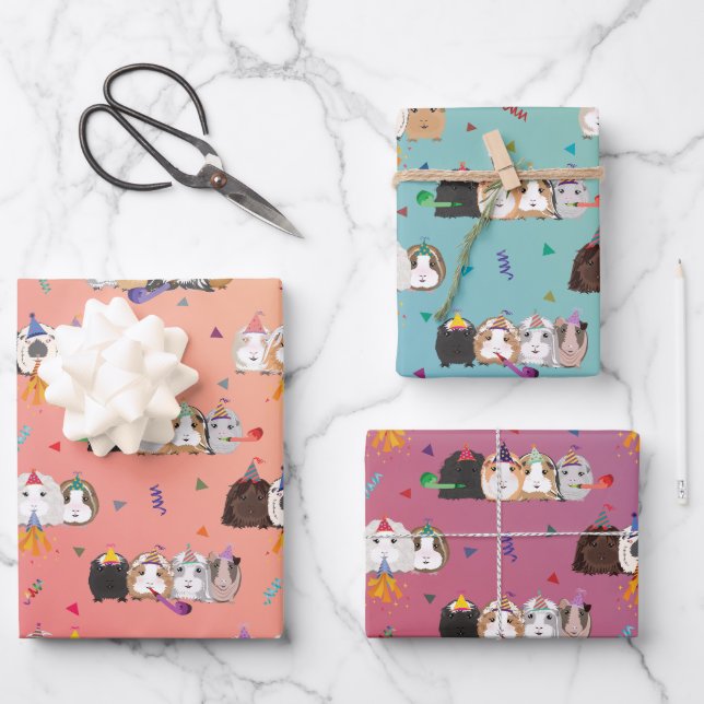 Guinea Pig Wrapping Paper Geschenkpapier Set (Vorderseite)