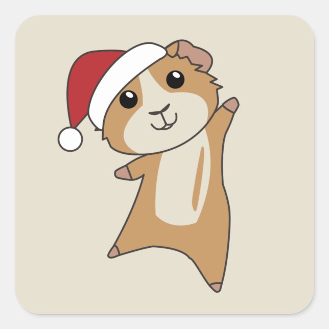 Guinea Pigs Christmas Winter Animals Quadratischer Aufkleber (Vorderseite)