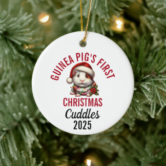 Guinea Pig's First Christmas 2025 Keramik Ornament