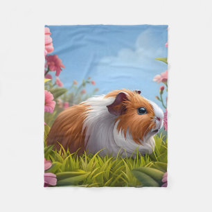 Guinea Pig's Pink Blume Paradies Fleecedecke