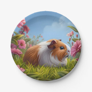 Guinea Pig's Pink Blume Paradies Pappteller